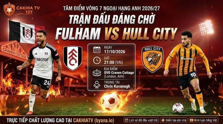 Ảnh bìa nhận định trận đấu Fulham vs Hull City ngày 17/10/2026 trên CakhiaTV
