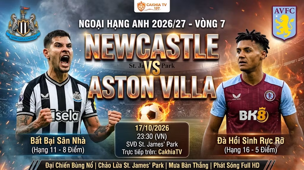 Nhận định Newcastle vs Aston Villa (23h30 ngày 17/10): Bữa tiệc tấn công tại St. James’ Park